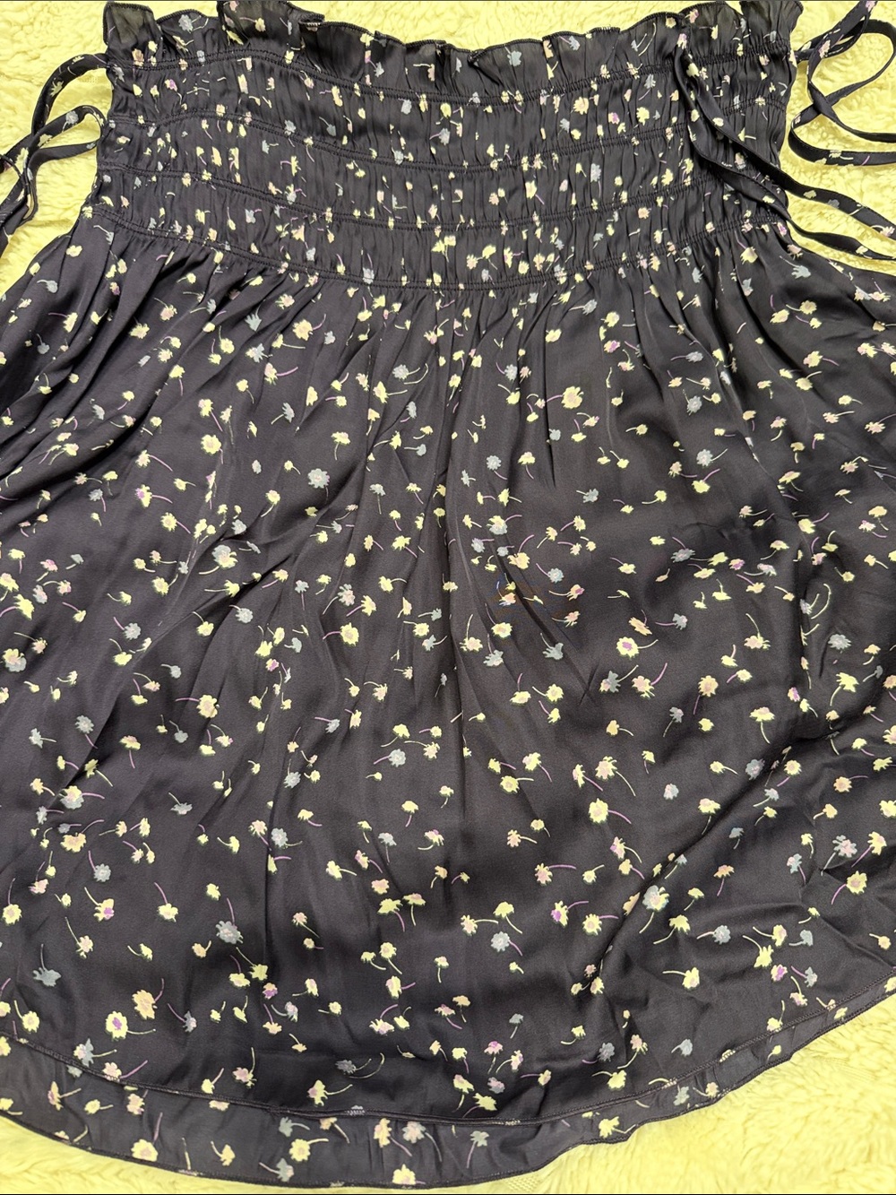 Express Black Mini Skirt with Yellow & Pink Floral Print